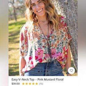 NWOT| Natural Life Floral V Neck Top XL| Boxy Dolman Sleeve Boho Oversized